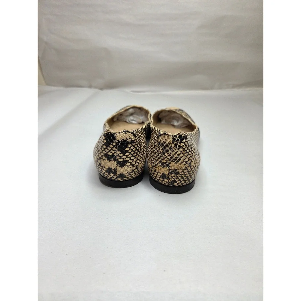 Chloé Lauren Snakeskin Scalloped Ballet Flats Brown Cream EU 37 US 7